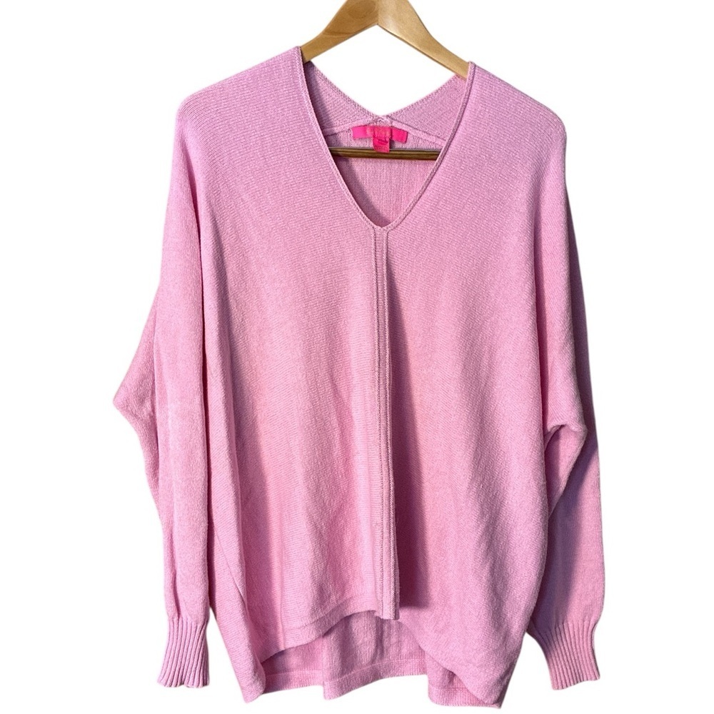 Lilly Pulitzer Sevie Dolman Sweater Large Magnolia Lilac Pink Like New - Picture 6 of 11
